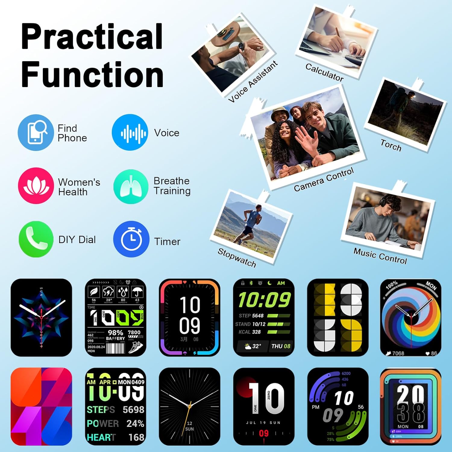 Smart Watch(Answer/Make Call), 1.91" Smartwatch for Men Women, NEW Fitness Watch with 110+ Sport Modes, Fitness Activity Tracke with Pedometer/Sleep Monitor/Heart Rate/IP68 Waterproof, for Android iOS - Image 6